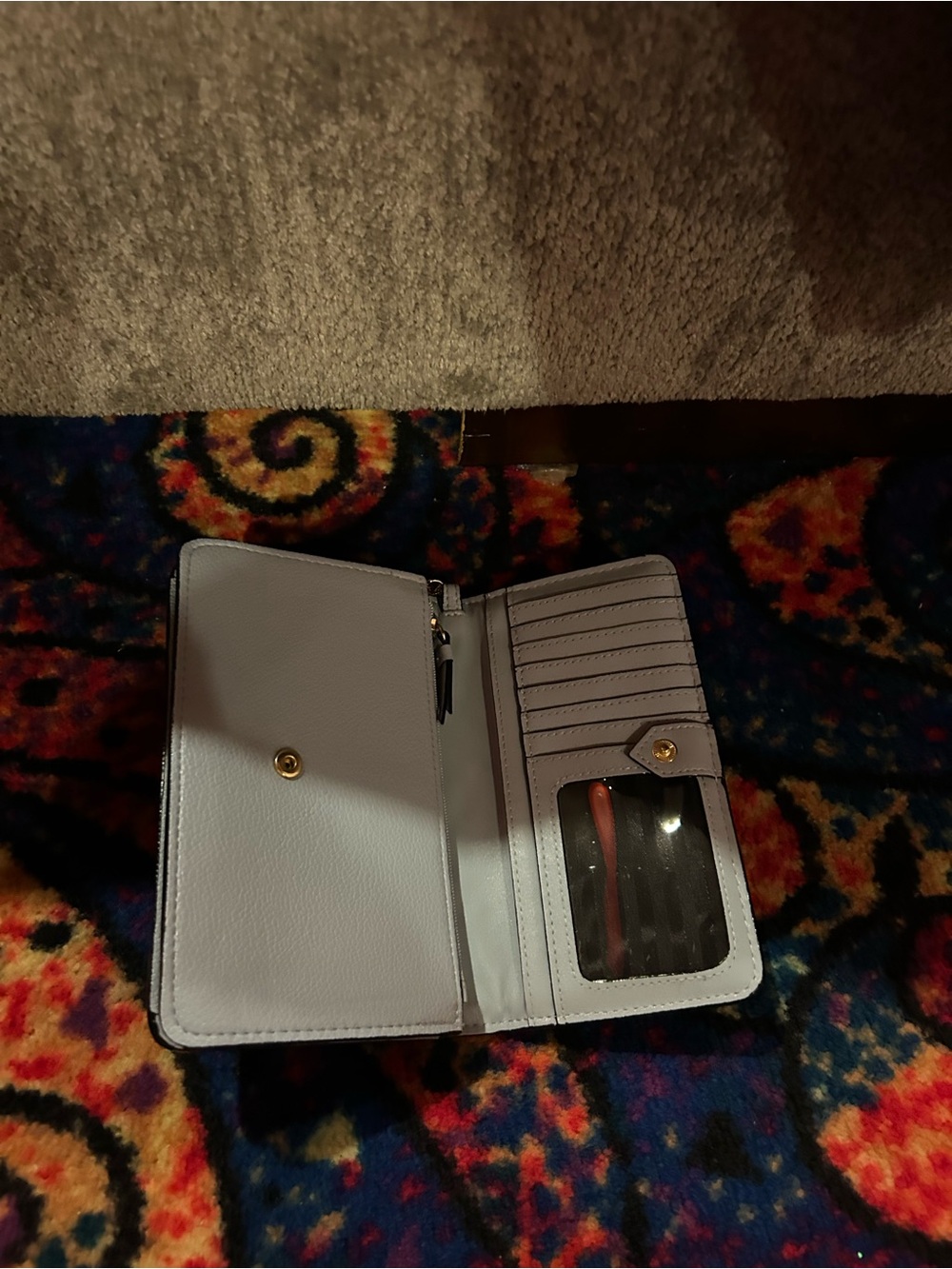 Women's Light Gray Wallet Organizer with Card Slots